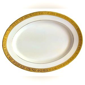 Muirfield New York Victorian Gold Oval White Platter Hollywood Regency Sri Lanka